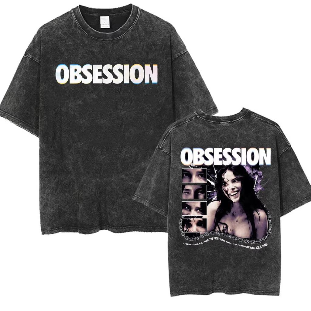 2026 Summer Hot Sale Obsession Horror Movie T-shirt Hot Sale One Wish Willow Vintage Washed T Shirts Men Women Vintage Streetwear Oversized Tshirt