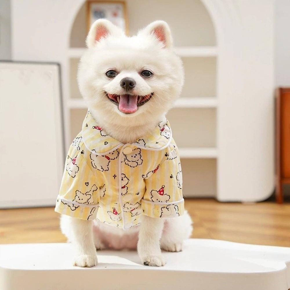 Cartoon Animal Pattern Puppy Cotton Shirt Breathable Dog Short Shirt Cute Pet Sleepwear  Summer