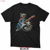 Rock and Roll Grey Cat T Shirt Vintage Washed Streetwear Stretched Top For Everyday Wear Breathable Slightly Soft Vintage