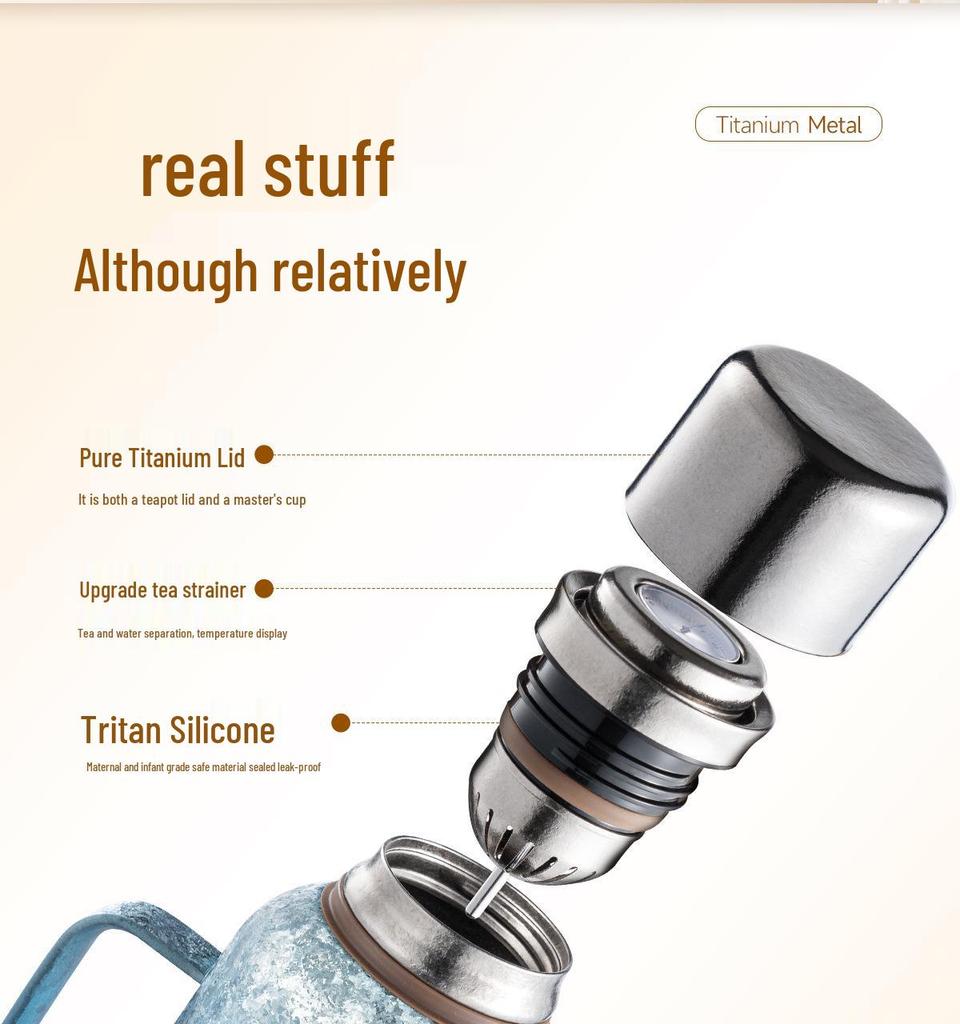 Portable Large Capacity Pure Titanium Insulated Kettle for Brewing and Stewing Tea - Ideal Business Gift