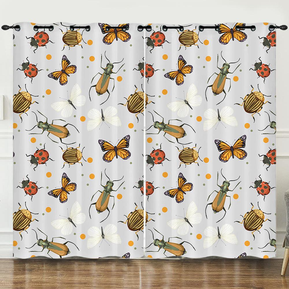 Vorhang Cartoon Käfer Tier Digitaldruck Verdunkelungsvorhang Ohne Bohren