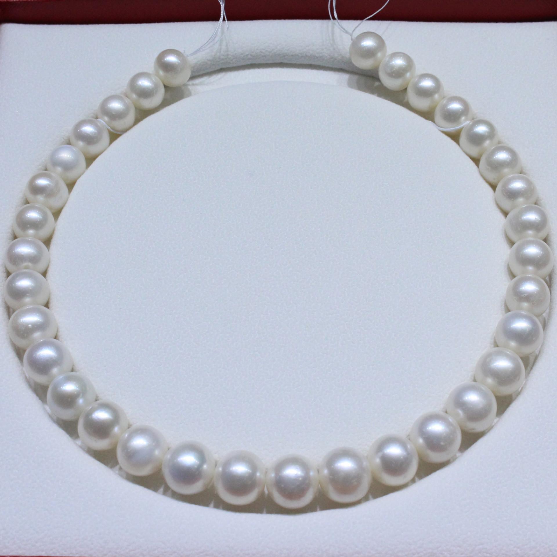 Certified Simple Elegant Freshwater Pearl Smile Necklace Choker Short Sweater Chain 3-6Mm Freshwater Pearl