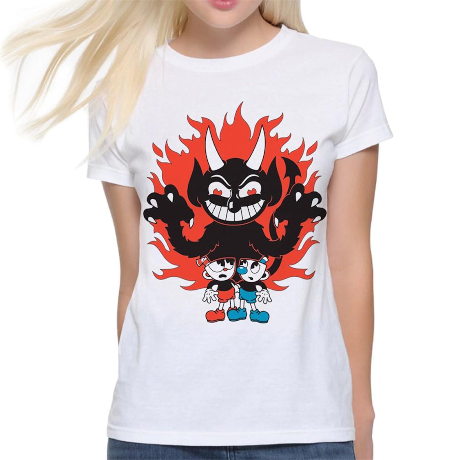 Cuphead vs The Devil T-Shirt, Men s and Women s Sizes (CUP-109284) S