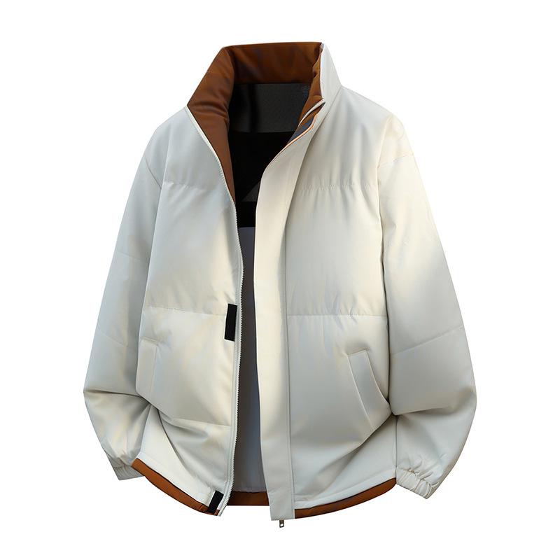 Vintervarmtjock bomullsjacka för män med raglanärmar och upprätt krage