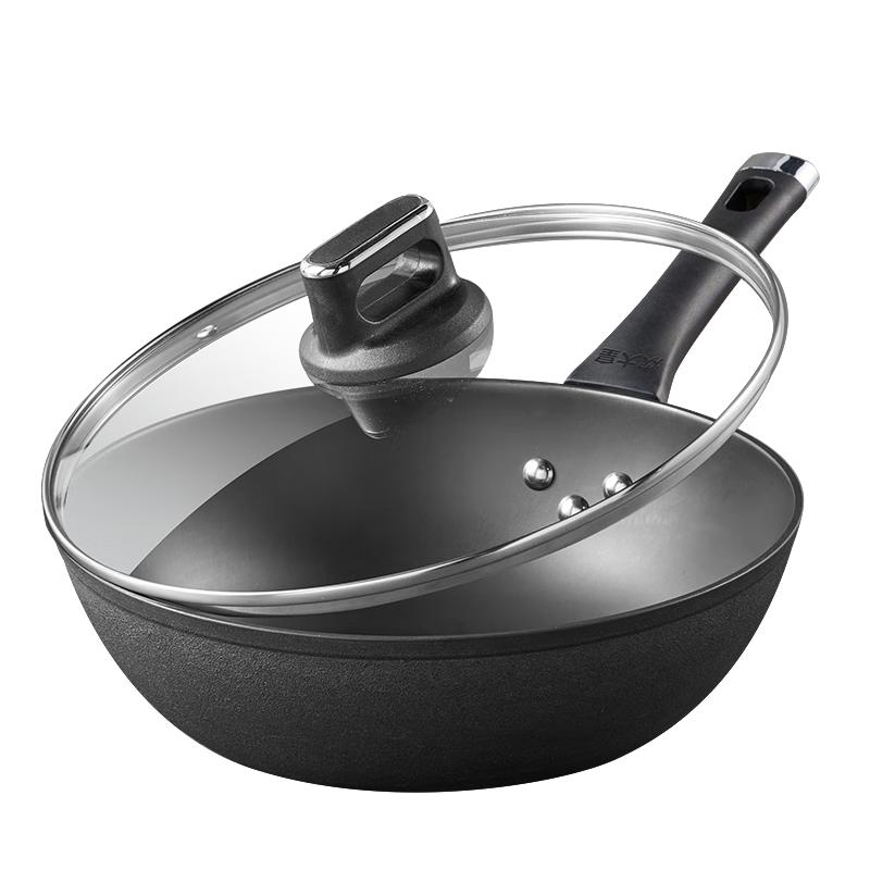 Chuidahuang 30cm Cast Iron Flat-Bottom Wok with Nitrided Rust Protection