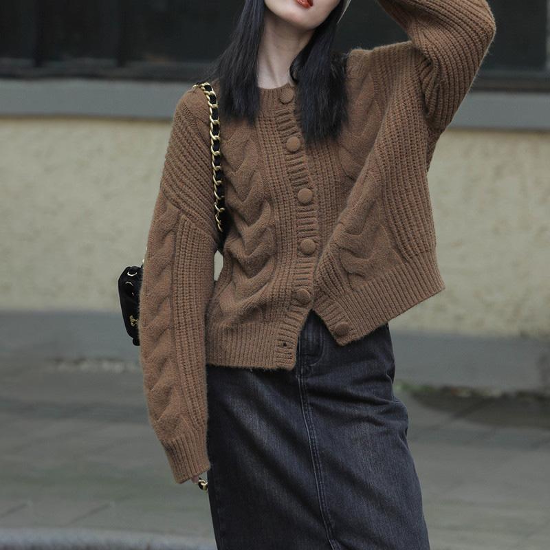 Sweet Twist Soft Sweater Coat for Women Winter Autumn Loose OuterWear Long Sleeve O-Neck Knitted Cardigan Sweater