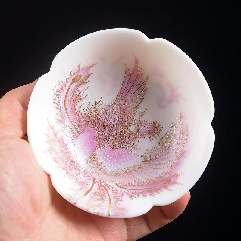 Beautiful Porcelain Aesthetic Handmade Cup Accessories Teware Peking Opera Phoenix Loong For Puer Kung Fu White Red Tea