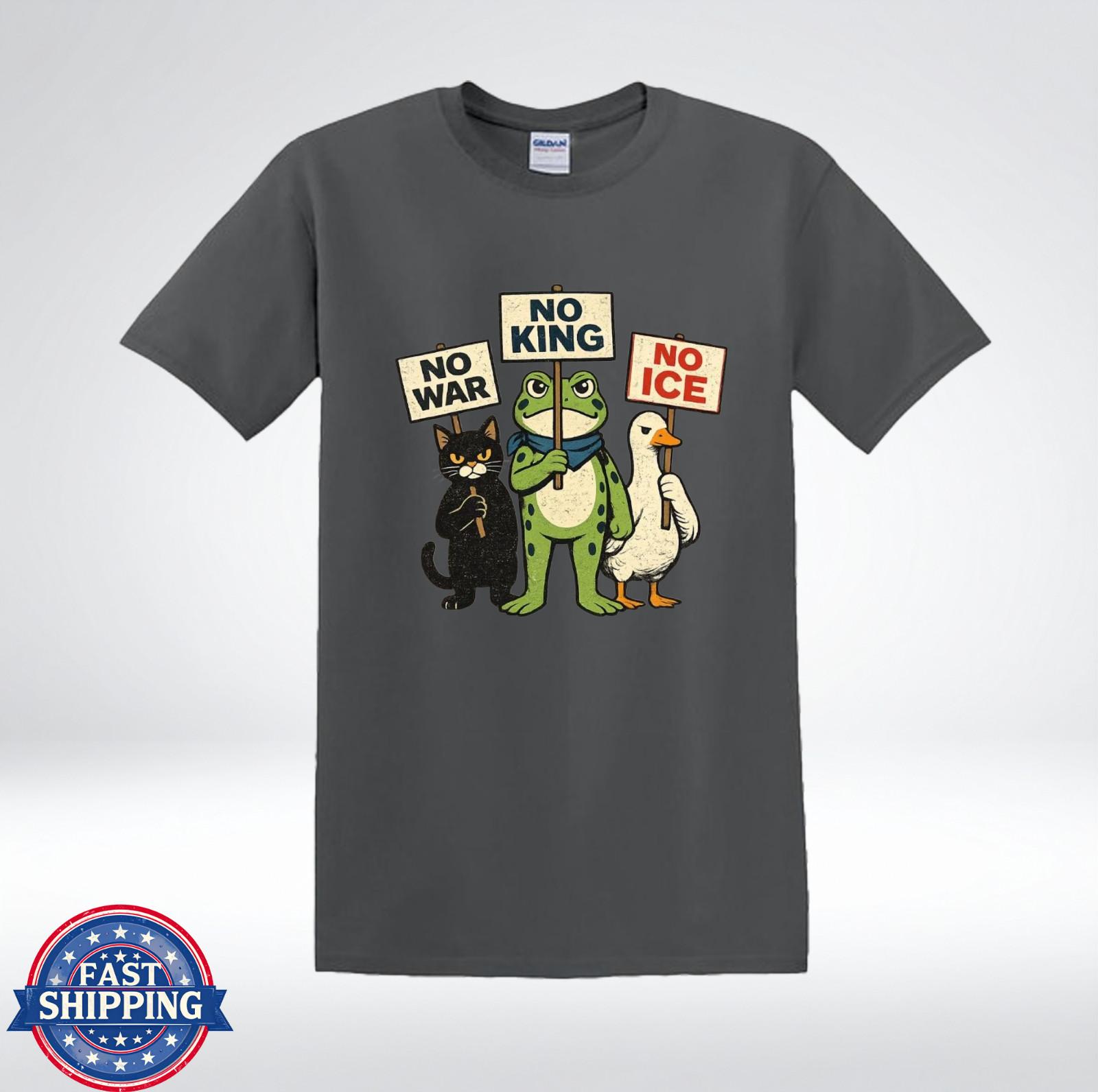 No War No King No ICE Animal Protest Frog Cat Duck Vintage T-Shirt XXL