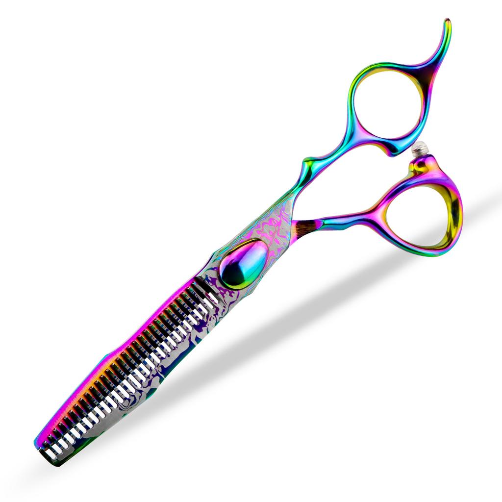 6.0 Inch Nepson Color Pattern Double Sword Back, Hair Scissors Flat Cutting Tooth Scissors Thin Cutting