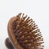 Golden Silk Sandalwood Round Massage Comb for Scalp Therapy and Hair Straightening