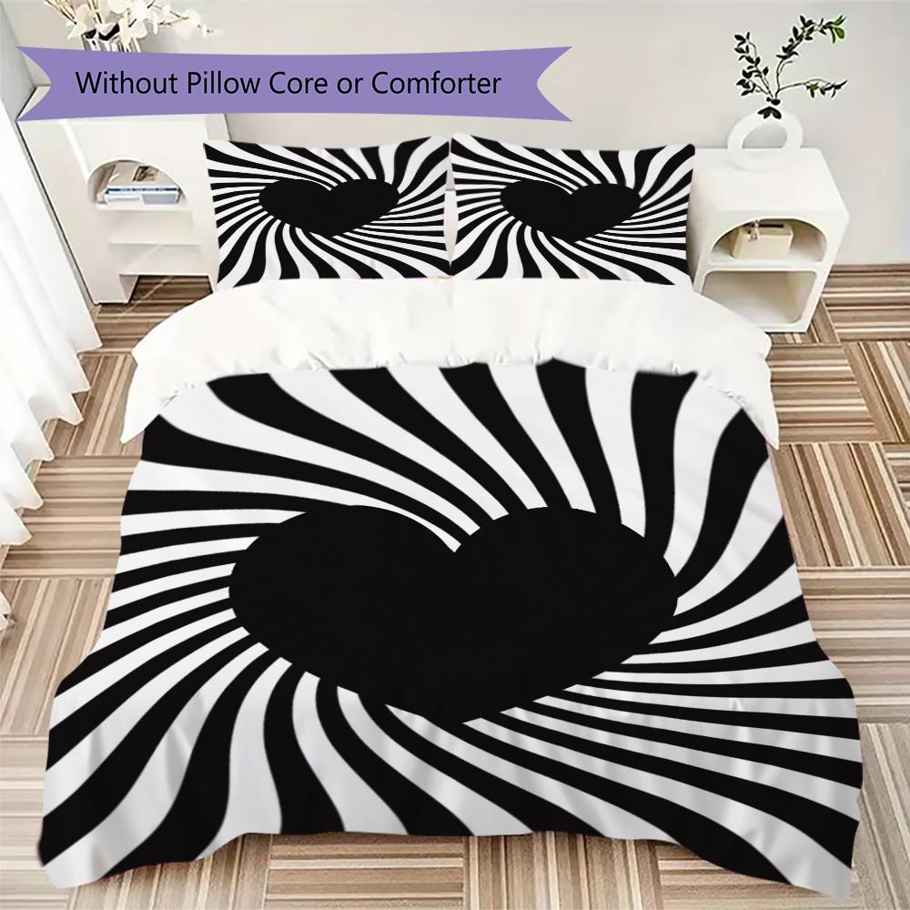 Love Pattern Bedding uilt Set uilt Cover Pillowcase Home Decoration Birthday Gift (1 * duvet cover + 2 * pillowcase without core)14