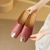 Fashion 2025 Genuine Leather Mules Women Covered Toe Increased Heels Slippers Female Summer Casual Braided Sliders Ladies Slippers Women