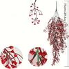 Artificial Hanging Plants 4 Pack Faux Plastic Vine with Red Flower Green Decoration for Indoor Outdoor Balcony