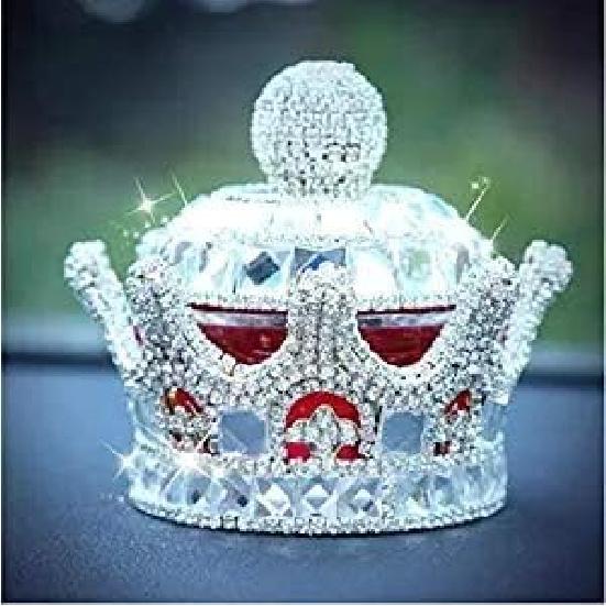 Crystal Crown Car Fragrance Diffuser,Perfume Bottle Holder Ornament Interior Decoration Car Home Office Air Freshener Perfume Diffuser Decor (Silver)