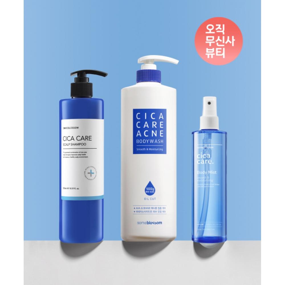 Someblossom [set Of 3] Cica Care Scalp Shampoo+body Wash+body Mist NONE