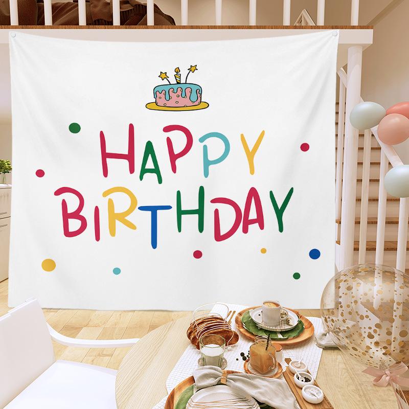 Birthday Party Decoration Tapestry Photo Background Cloth Ins Hanging Cloth Children's Meeting Scene Arrangement Background Wall Photo