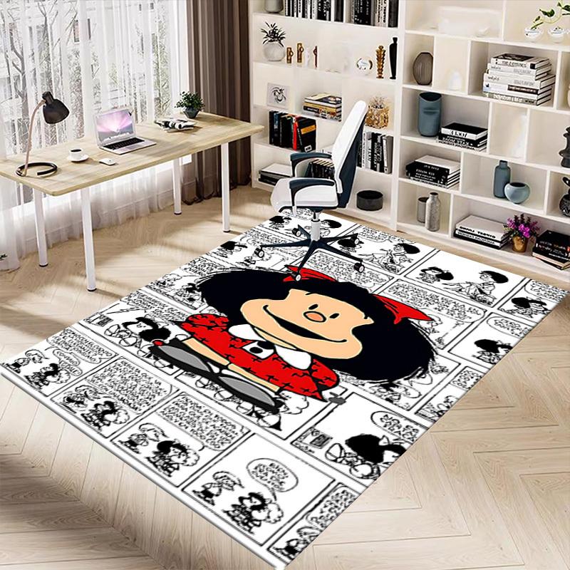 1PC Mafalda Comics Extra Large Non Slip Floor carpet, Office, family, bedroom Large Area Rug Indoor Rugs, Vibrant Colors