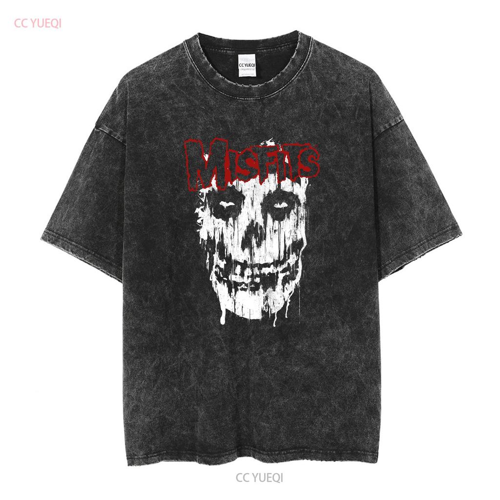 Misfits Splatter T Shirt Licensed Punk Rock Dig Up Her Bones Skull Kill Black vintage Washed graphic Unisex Stretched Versatile