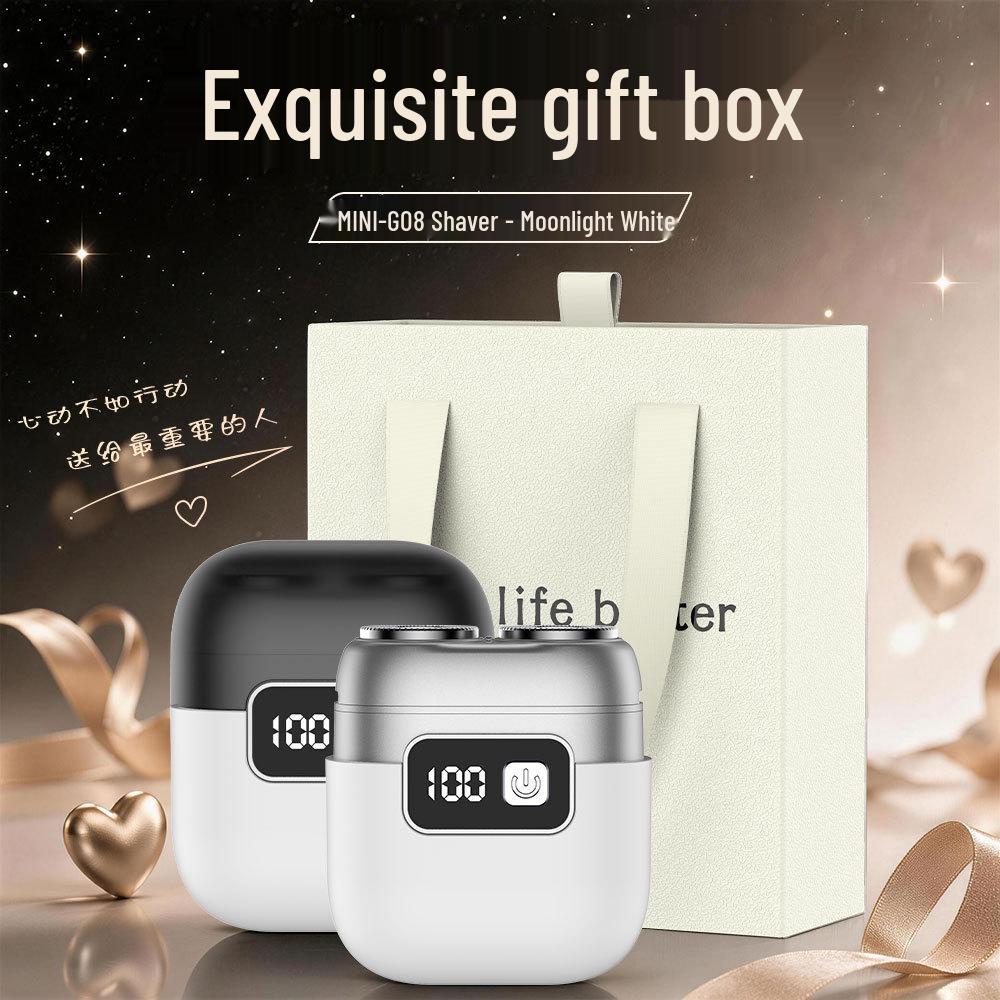 Compact Dual-Head Magnetic Electric Shaver: Rechargeable Razor with Digital Display and Gift Box