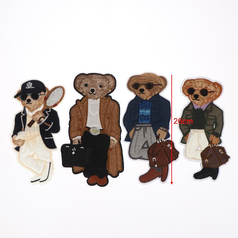 Large Bear Clothing Patch Hand Sewn Embroidery Patches Clothes Decoration Accessories Sewing Applique DIY Craft Backpack Textile