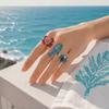 Open Design Drip Oil Rings Fish Shaped Rings Marine Creature Rings Enamel Band Rings  For Women