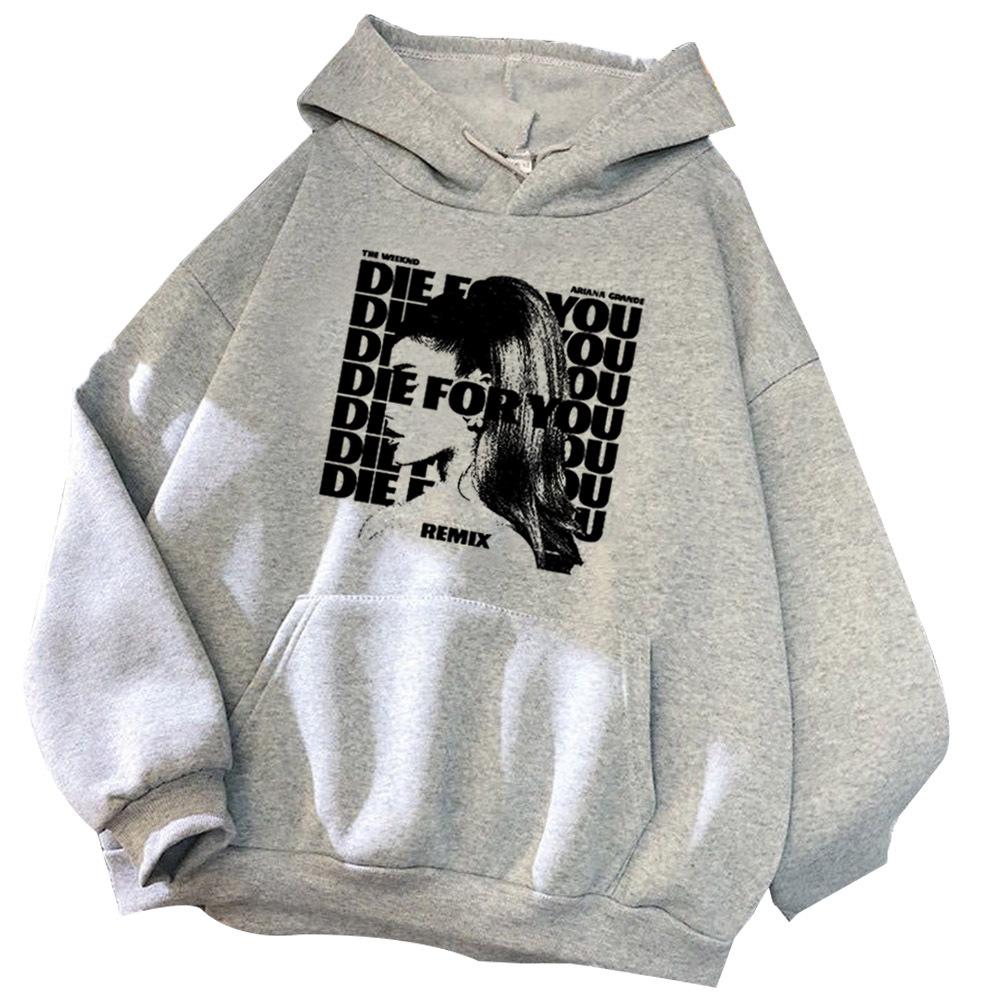 Худи Ariana Grande Die for You Мерч Ariana Grande Мужская Мода Худи с Принтом Повседневная Толстовка Верх Худи Толстовка Харадзюку L