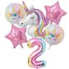 New 1Set Rainbow Unicorn Balloon 32 inch Number Foil Balloons 1st Kids Unicorn Theme Birthday Party Decorations Baby Shower Glob