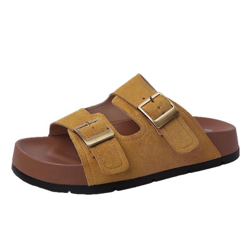 Casual fashion green slippers women's outer wear summer new thick-soled non-slip beach one-word sandals drag