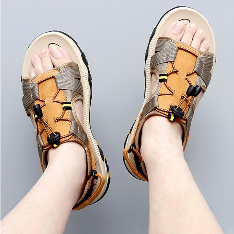 Sandals for Men In Large Size, Trendy Outdoor Sports Leather Sandals and Slippers, Breathable and Versatile Summer Casual Beach Shoes
