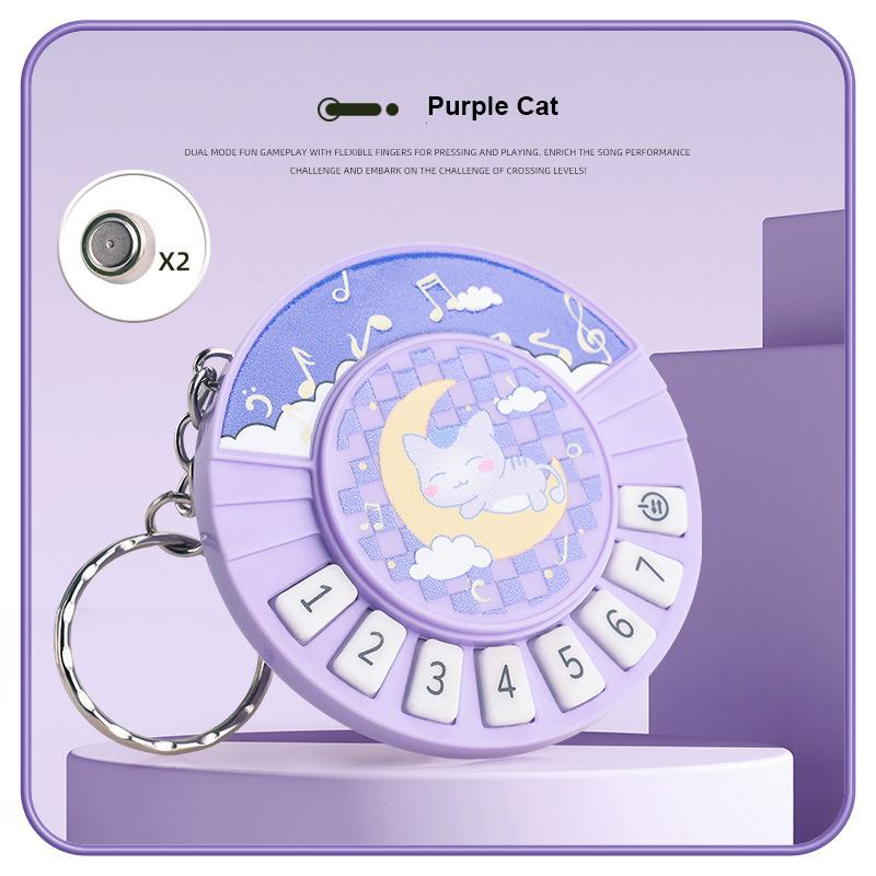 1Pc Small Piano Keychain Pendant Luminous Music Toy Playing Music Pronunciation Round Piano Xmas Holiday Present