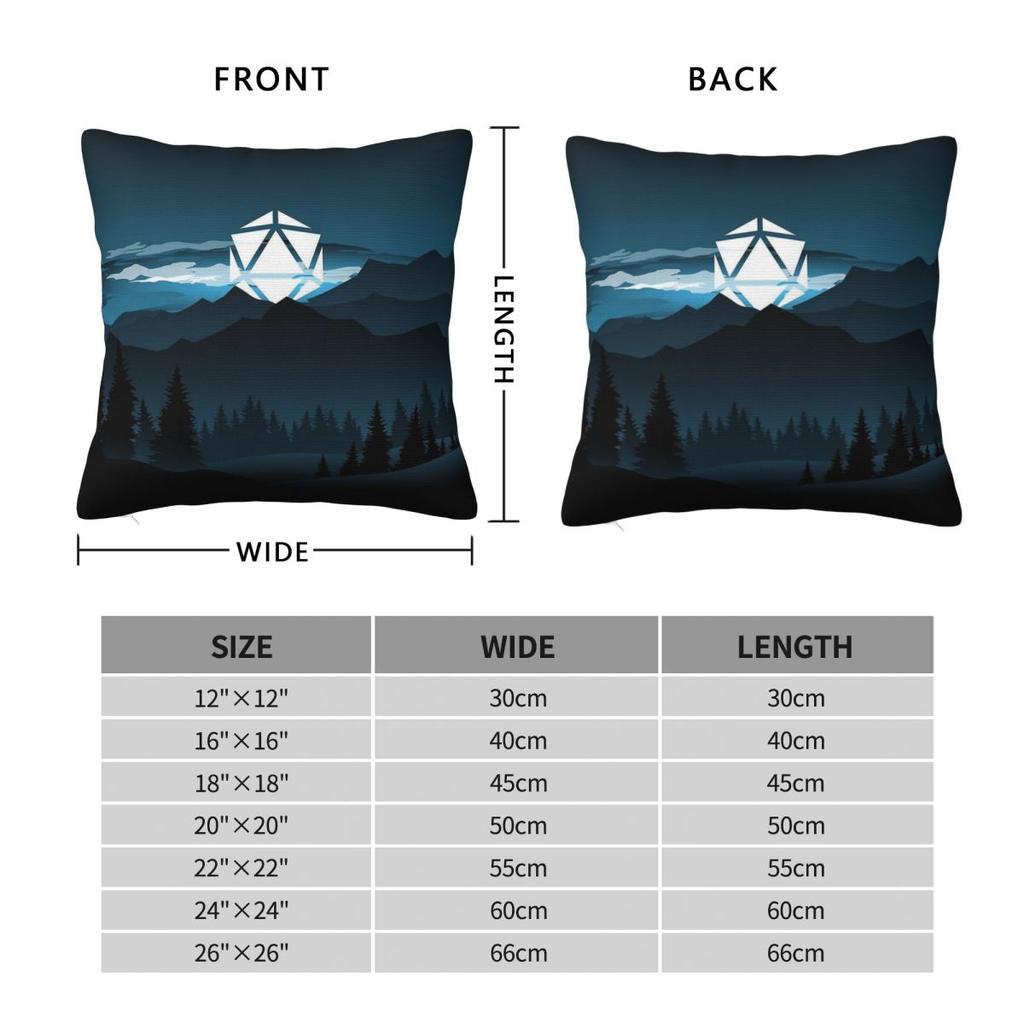 Mountain Full Moon D20 Dice Rpg Maps Square Pillowcase Polyester Linen Velvet Pattern Decor Throw Pillow Case Home Case 45X45