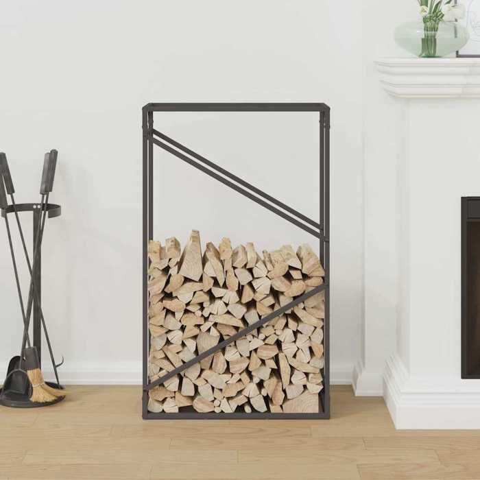VidaXL Portant de bois chauffage noir 60x25x100 cm, support à bûches de cheminée, support à bûches, support à bûches, 864327