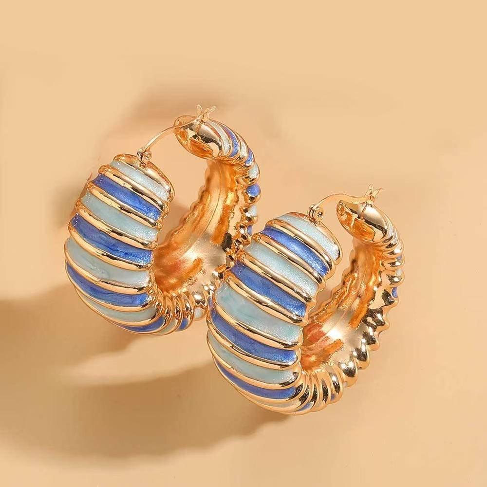 Personalized Round Oil Design Earrings, Simple and Elegant Earrings, Style Earrings, Women