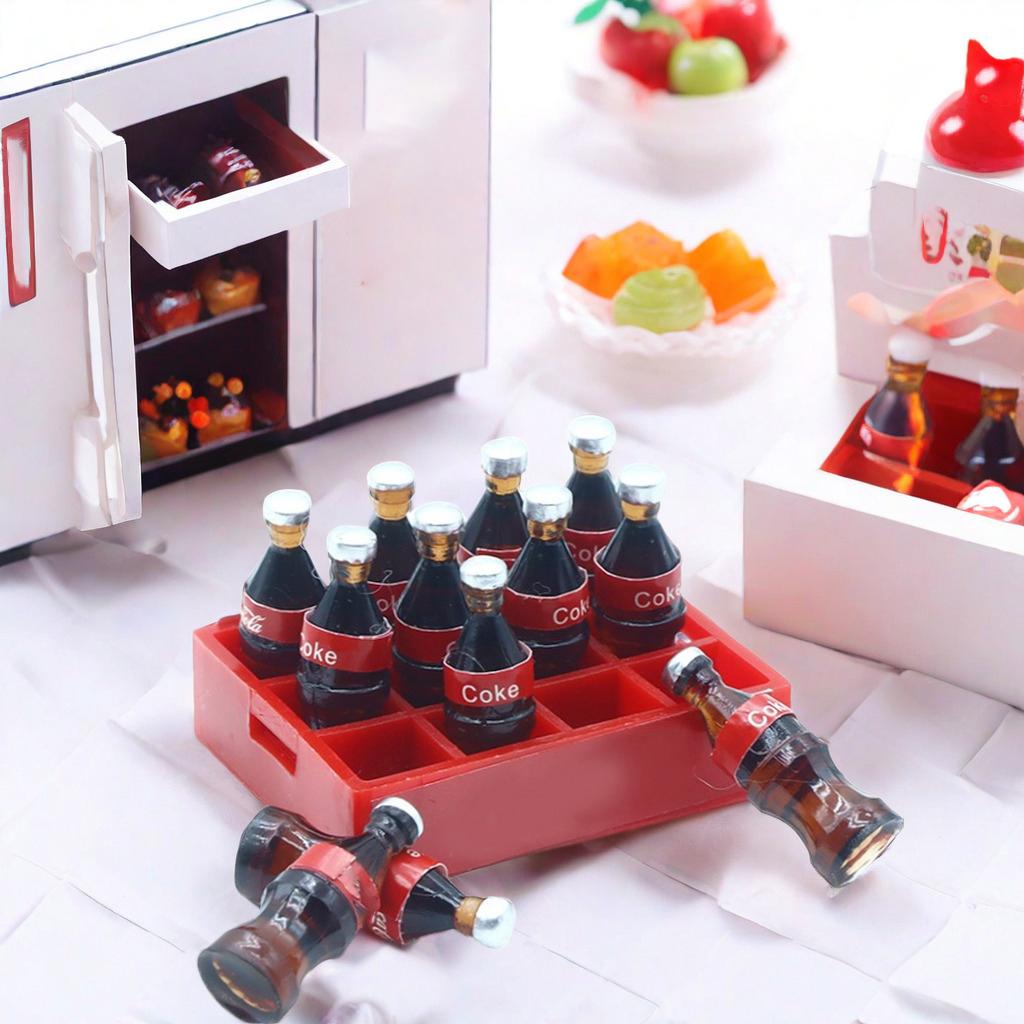 13 ks/sada Domeček pro panenky Miniaturní Mini lahve Coly Podnos na nápoje Úložný box Modelové sady Kuchyně Jídlo Hra Scéna Dekorace Příslušenství