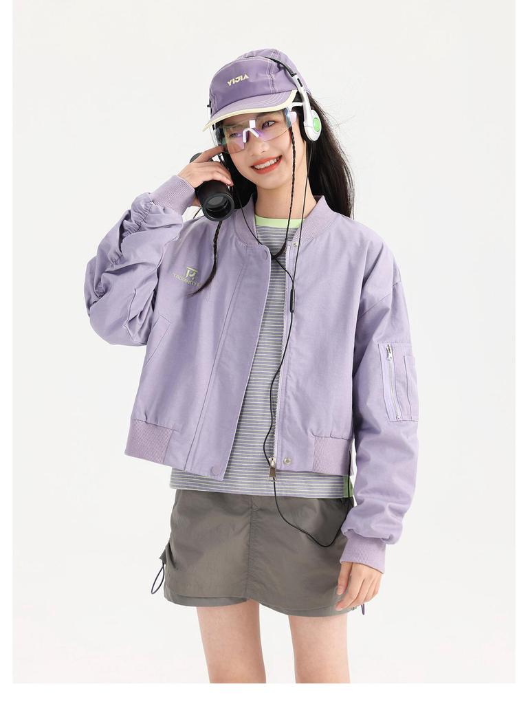 Tao Town Girls' Korean Style Casual Baseballjacka