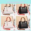 Color-blocked Women's Tote Bag 2024 New Large Capacity Middle-aged Mom Bag Single Shoulder Bag Black Red