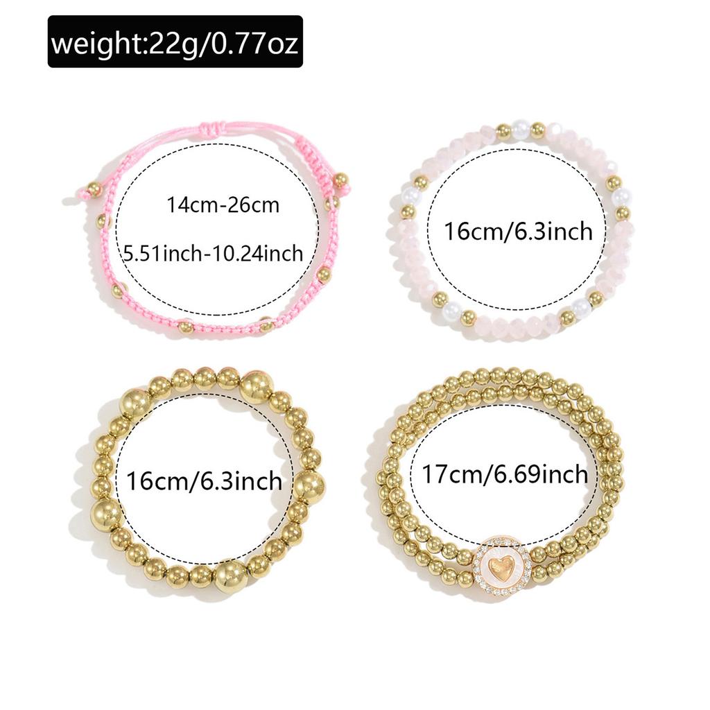 Bohemian beaded bracelet European and American stacking design sense niche ins love 1-piece set elastic bracelet women