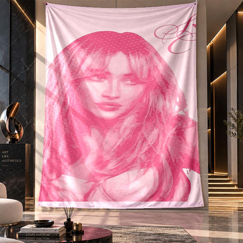 Wandbehang-Gobelin, Stoff-Hintergrund mit Aufdruck von Sabrina Carpenter für Schlafsaal-Party-Dekoration
