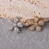 Five-Petal Flower Diamond-Studded Necklace and Earring Pendant in Gold and Silver