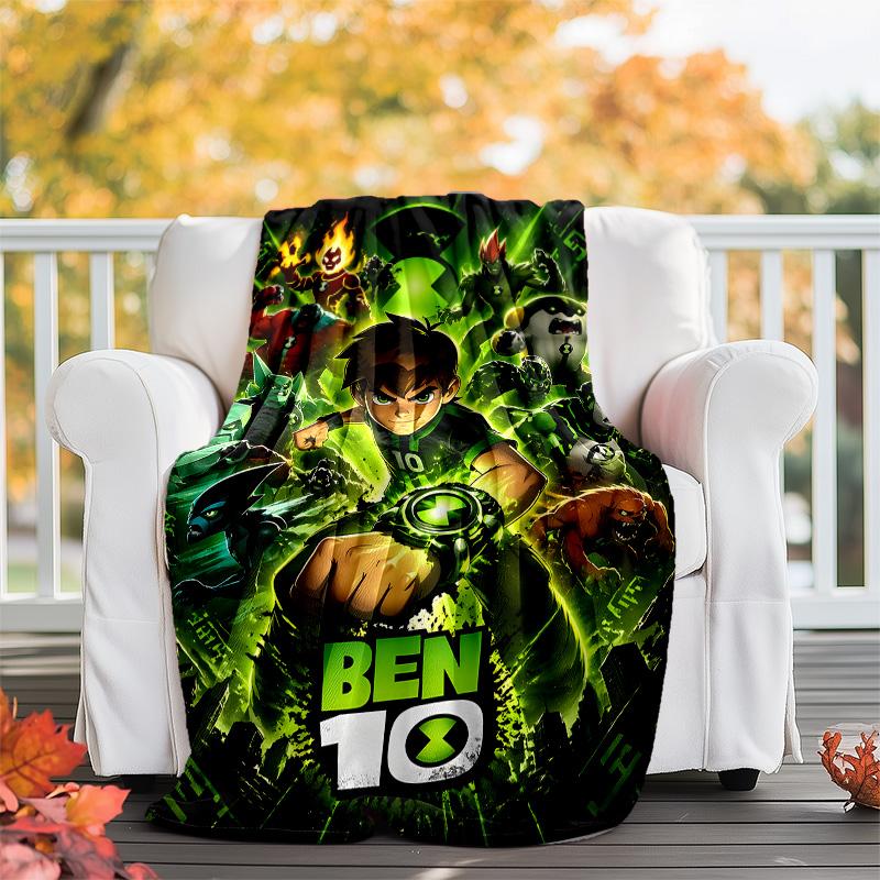 1pc Ben10 Theme Blanket - Digital Print, Polyester, Cozy for All Seasons, Perfect for Outdoor, Camping, and Travel