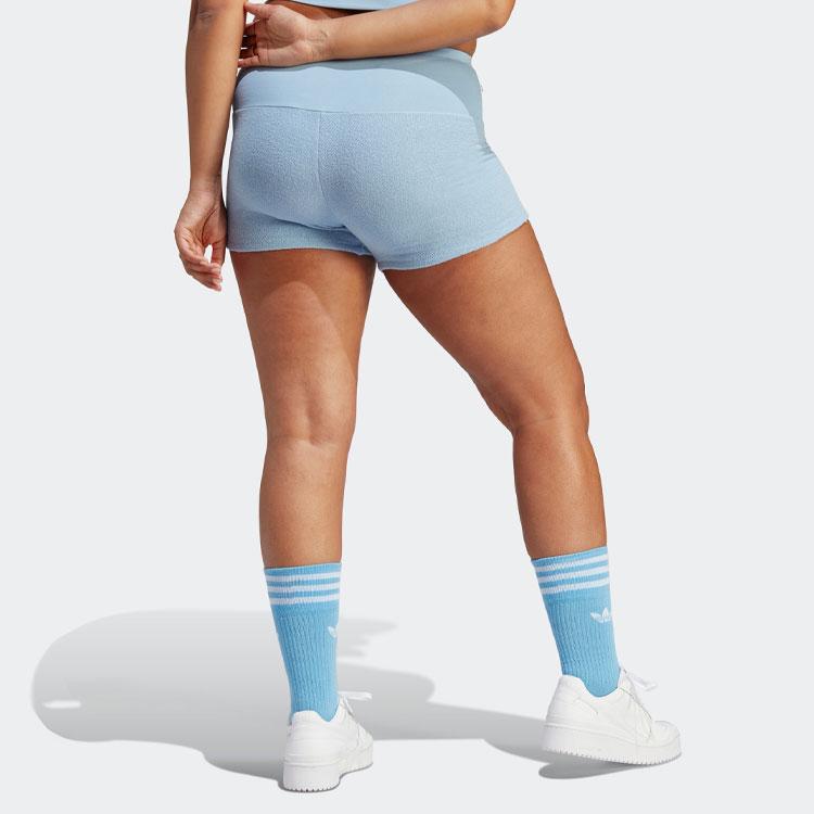 adidas Originals Trefoil Kurze enge Logo-Print Slim Regular Shorts Damenshorts Himmelblau IC8530