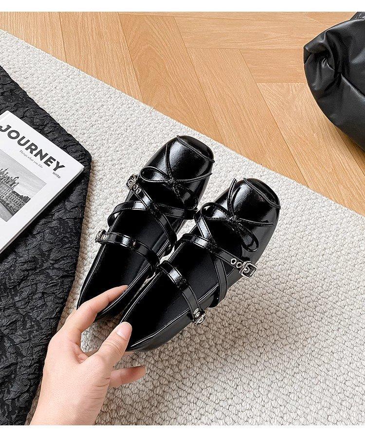 Silver Inner Height Increase Ballet Single Shoes Women's Summer 2025 New French Bow Mary Jane Shoes Flat Large Size Women's Shoes