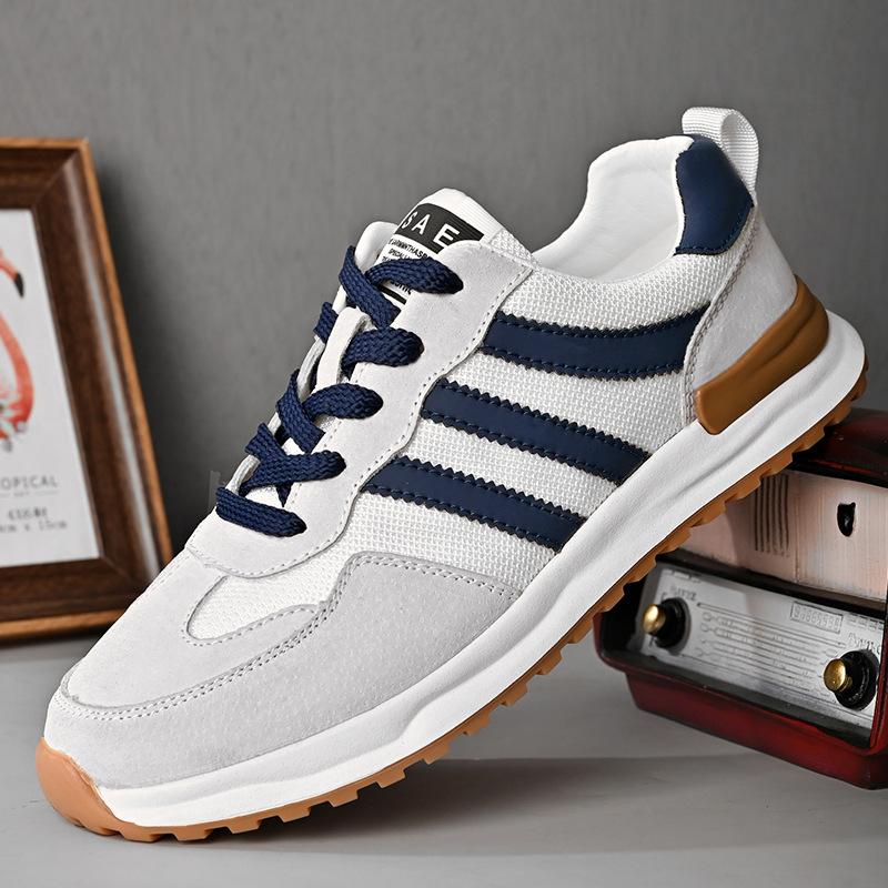 Jaro a Léto Nové Volnočasové Sportovní Běžecké Protiskluzové Cortez Pravá Kůže Silná Podrážka Bílé Pánské Trendy Boty