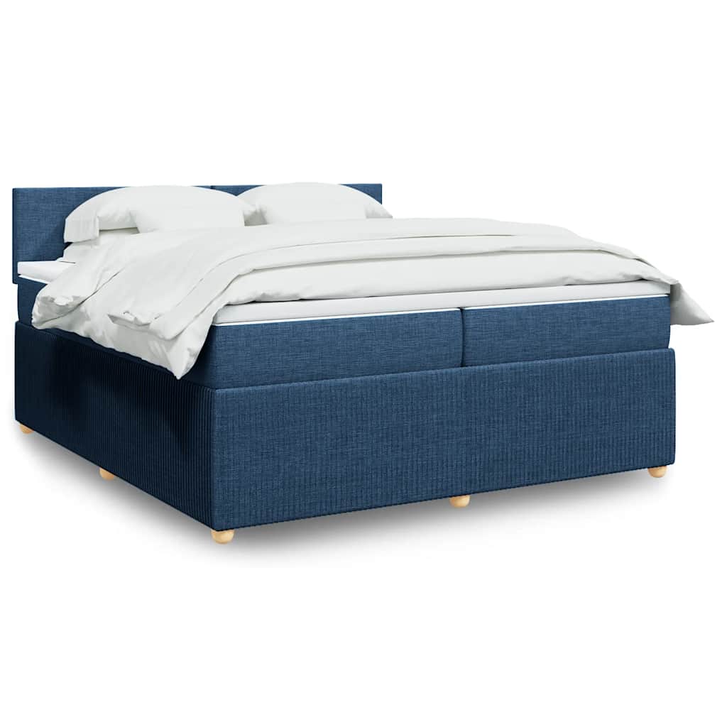 Box Spring Bed with Mattress Blue 200x200 cm Fabric