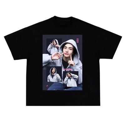 Hyunjin Bezdomne Dzieci Kpop Fan T-shirt Amerykański Hip Hop Lato Nowy Kobiety Retro Moda fani Krótki rękaw Top