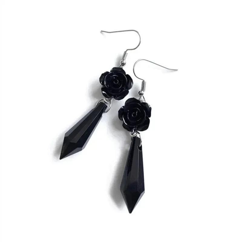 Gothic Vampire Dark Bat Personalized Earrings Vintage Geometric Blood Drop Cone Crystal Creative Witch Jewelry Accessories