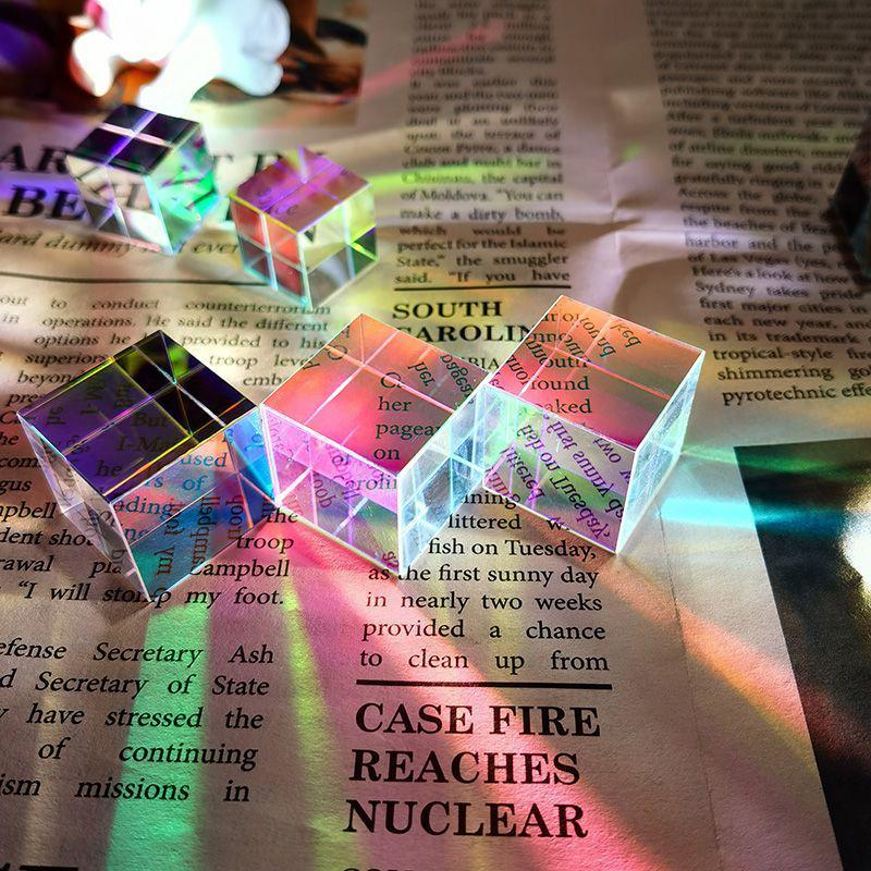 Colorful Light Prism Sun Catcher Cube - Glass Ornament and Creative Decompression Gift