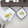 Lemon Stripe Oven Mitt and Pot Holder Set 2-Pack for Kitchen Cooking Baking BBQ