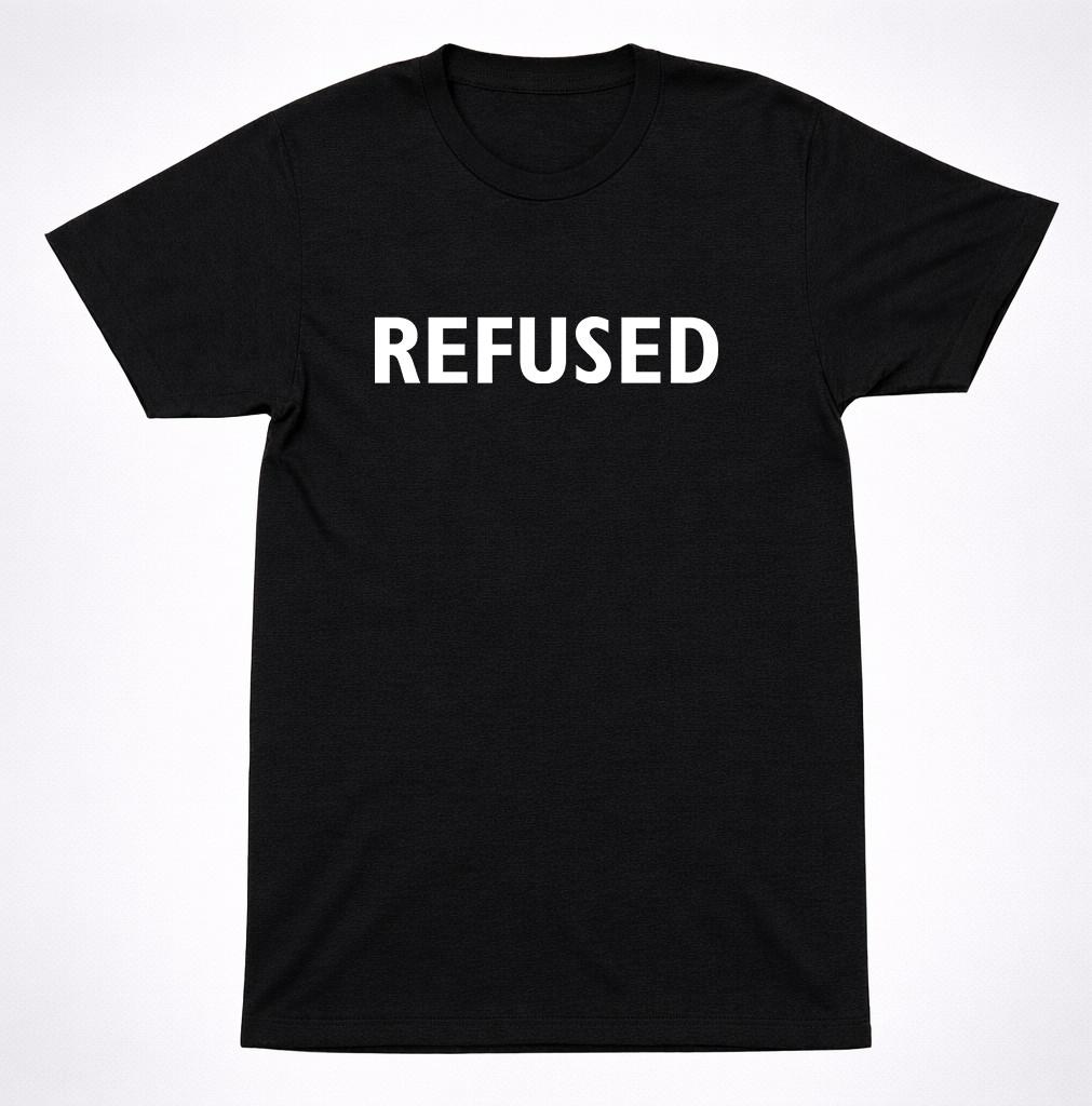Refused Text Logo Black T-Shirt Minimal Hardcore Punk Band Name Graphic Tee S разноцветный