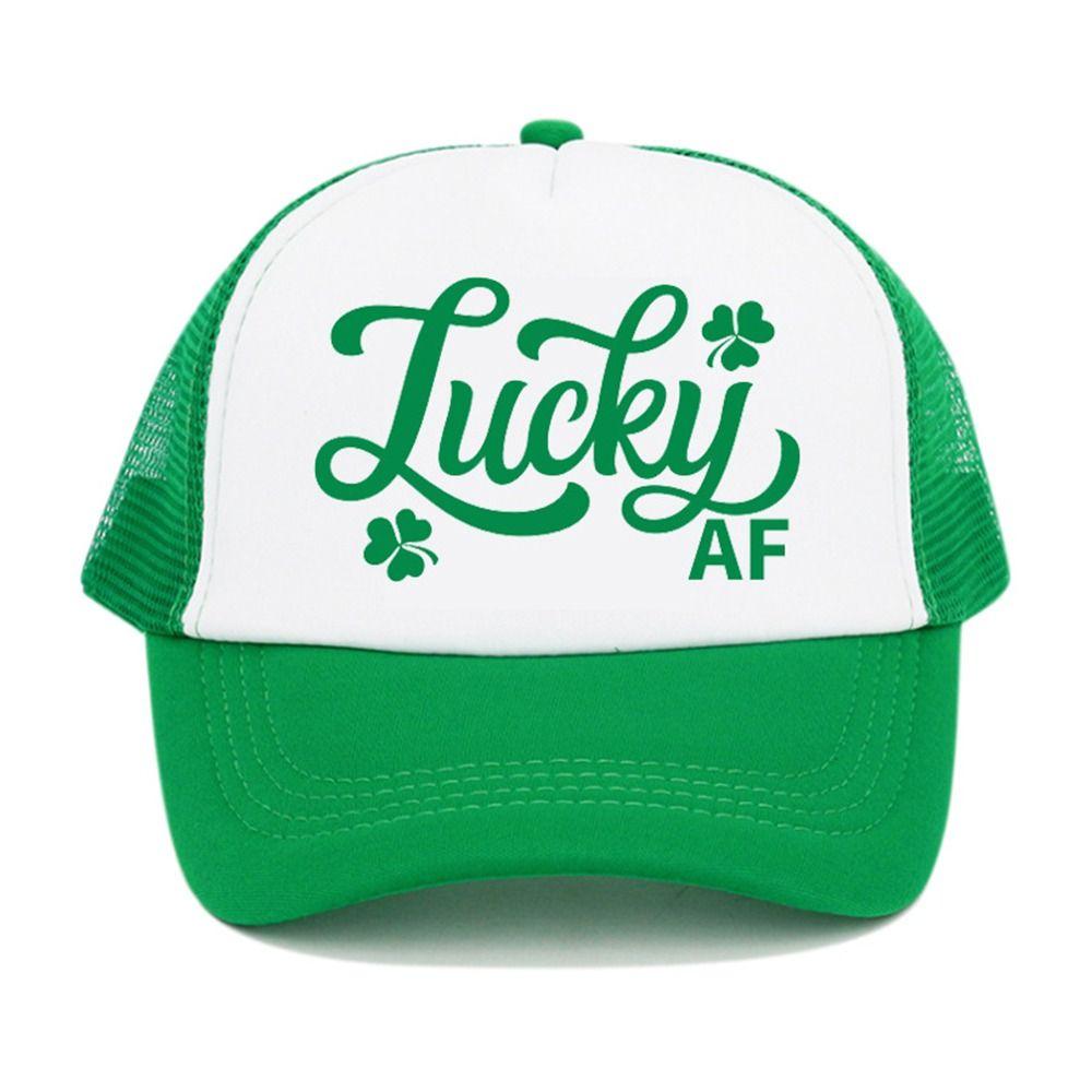 New Green Velvet Clover Shamrock Hat Sunshade Breathable Sun Hat Mesh Peaked Cap St. Patricks Day